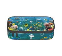 VANANI Colorful Undersea World Trousse à crayons multifonction de grande capacité pour bureau et école, Noir , Taille unique, Trousse de maquillage