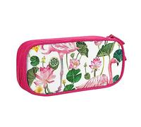 VANANI Flamingo Bird Round Leaves Grande Capacité Trousse Multifonctionnelle Trousse à Crayon Zipper Portable Trousse à Crayon Étudiant Fournitures de Bureau, rose, Taille unique, Trousse de