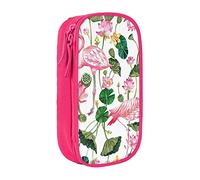 VANANI Flamingo Bird Round Leaves Grande Capacité Trousse Multifonctionnelle Trousse à Crayon Zipper Portable Trousse à Crayon Étudiant Fournitures de Bureau, rose, Taille unique, Trousse de