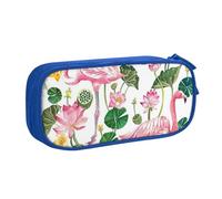 VANANI Flamingo Bird Round Leaves Grande Capacité Trousse Multifonctionnelle Trousse à Crayon Zipper Portable Trousse à Crayon Étudiant Fournitures de Bureau, bleu, Taille unique, Trousse de