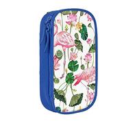 VANANI Flamingo Bird Round Leaves Grande Capacité Trousse Multifonctionnelle Trousse à Crayon Zipper Portable Trousse à Crayon Étudiant Fournitures de Bureau, bleu, Taille unique, Trousse de