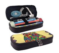 VANANI Rainbow Ananas Trousse à crayons en cuir imperméable multifonction pour adolescents avec fermeture éclair Convient pour l'école et le bureau, Noir , Taille unique, Trousse de maquillage