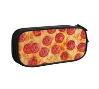 VANANI Trousse à crayons 3D Pizza Pepperoni de grande capacité, trousse à crayons multifonctionnelle, trousse à crayons portable à fermeture éclair, fournitures de bureau pour étudiants., Noir ,