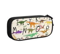 VANANI Trousse à crayons élégante pour apprendre les lettres de l'alphabet avec dinosaures de grande capacité, trousse à crayons multifonctionnelle, trousse à crayons portable à fermeture éclair,