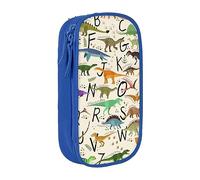 VANANI Trousse à crayons élégante pour apprendre les lettres de l'alphabet avec dinosaures de grande capacité, trousse à crayons multifonctionnelle, trousse à crayons portable à fermeture éclair,
