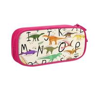 VANANI Trousse à crayons élégante pour apprendre les lettres de l'alphabet avec dinosaures de grande capacité, trousse à crayons multifonctionnelle, trousse à crayons portable à fermeture éclair,