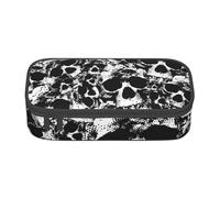 VANANI Trousse à crayons noire et blanche avec tête de mort humaine de grande capacité, multifonctionnelle, fournitures de rangement pour bureau et école., Noir , Taille unique, Trousse de maquillage
