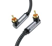 VANAUX Câble RCA à 90 degrés, câble RCA à angle droit, double blindage, plaqué or, mâle vers mâle, câble audio stéréo pour amplificateurs, systèmes Hi-Fi, HDTV, home cinéma (3 m)