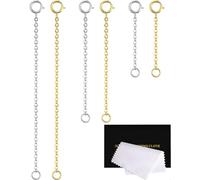 VANBARIS Lot de 6 rallonges de collier pour femme, en argent sterling 925, chaîne dorée et argentée, extension de bijoux pour femme, ensemble de 6 pièces (2, 5, 7,6 cm)