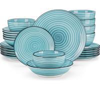 Vancasso 24 pièces service combiné en porcelaine, service de table avec 6 assiettes plates, assiettes à dessert, assiettes à soupe et bols à céréales, look vintage