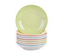 vancasso 4 Pièces Composés 4 Conceptions Multi-Couleur Style Japonais Porcelaine Peint à la main Gris Spot Plaque de soupe Set de vaisselle Plaque de soupe Set 8.6" Plaque de soupe (21.5 * 21.5 *