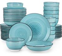 Vancasso 48 pièces service combiné en porcelaine, service de table avec 12 assiettes plates, assiettes à dessert, assiettes à soupe et bols à céréales, aspect vintage