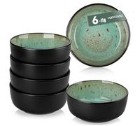 vancasso AMBER Lot de 6 Bols à Céréales - 840ml - Bols à Soupe en Grès - Passe au Lave-vaisselle et au Micro-ondes, Saladiers Pour Muesli, Flocons de Maïs ou Petit-déjeuner, Glaçure Vert