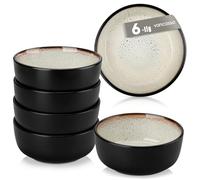 vancasso AMBER Lot de 6 Bols à Céréales - 840ml - Bols à Soupe en Grès - Passe au Lave-vaisselle et au Micro-ondes, Saladiers Pour Muesli, Flocons de Maïs ou Petit-déjeuner, Glaçure Jaune Clair