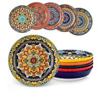 vancasso Assiettes à pâtes KRVI Lot d'assiettes creuses, lot d'assiettes creuses colorées Ø 21 cm, bols à soupe 960 ml pour soupe, muesli, lavables au lave-vaisselle et au micro-ondes