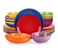 vancasso BONITA Assiettes Service de Table 24 Pièces pour 6 Personnes en Grès - 6 Assiettes Plates, 6 Dessert, 6 Creuses et 6 Bols, Style Multicolore, Compatible Lave-Vaisselle et Micro-Ondes