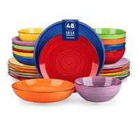 vancasso Bonita Service de table 48 pièces en faïence pour 12 personnes, assiettes à manger modernes et bols avec 12 assiettes plates, assiettes à salade, assiettes creuses et bols