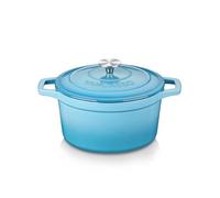vancasso Cocotte Ronde en Fonte Émaillée 2L, 20cm, x9.5cm, 3.4kg, Marmite avec Couvercle Pour Tous Feux dont Induction Ciel Bleu
