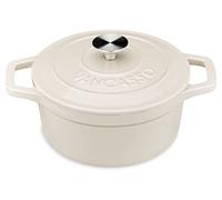 vancasso Cocotte Ronde en Fonte Émaillée 2L, 20cm, x9.5cm, 3.4kg, Marmite avec Couvercle Pour Tous Feux dont Induction Beige
