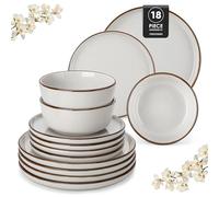vancasso LOIRE Assiettes Service de Table 6 Personnes - Vaisselle 18 Pièces en Grès - 6 Assiette Plates, Dessert et Bols à Céréales - Passe au Micro-Ondes, Four et Lave-Vaisselle - Glaçure Gris