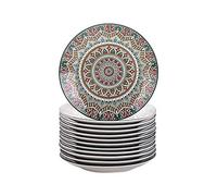 Vancasso Mandala Service de table Lot de 12 assiettes à dessert - Diamètre : 21,2 cm - Style bohème