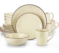 vancasso Navia Nature, Service combiné en faïence, 16 pièces Set de vaisselle, Service de table, Vintage Design, Couleur crème