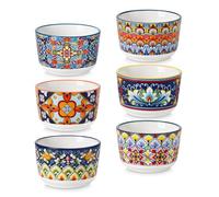 vancasso Ramequins Lot, 6 X 120 ML Ramequins et Moules à Soufflés en Porcelaine, Ramequin Creme Brulee pour Muffin et Gâteau, Ramequin Four à Crème, Sauce, Fruit, Ø8 CM - Style Bohème