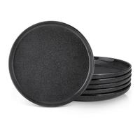 vancasso Série ANYA Lot de 6 Assiettes Plates en Grès 26 cm - Va au Micro-Ondes, Four et Lave-Vaisselle - Gris Émaillé, Design Élégant et Résistant