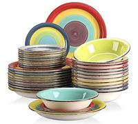 vancasso, Série ARCO, Service de Table en Céramique, Vaisselle Complet 36 Pièces pour 12 Personnes, Assiette Plate et Creuse, Style Multicoloré Tropical