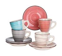 vancasso, Série BELLA, Service à Café Thé en Céramique pour 4 Personnes, Ensemble de Tasse et Soucoupe, 200ml