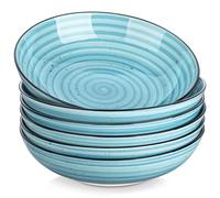 vancasso Série BONBON Lot de 6 Bol à Pâtes en Céramique de 38 oz pour Servir, Passent au Micro-ondes et au Four à Soupe pour Cuisine, Bleu