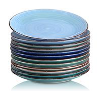 vancasso, Série Bonita, Assiette Plate à Dîner, 12 Pièces, Grande Assiette en Céramique, 26.7cm, Style Minimaliste Multicoloré-Bleu Dégradé