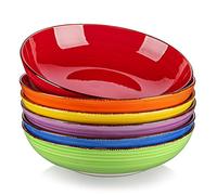 vancasso Série BONITA Lot de 6 Bol à Pâtes en Grès de 38oz Bols Service, 21.6cm, Passent au Micro-ondes et au Four à Soupe pour Cuisine, Multicoloré