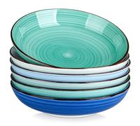 vancasso Série BONITA Lot de 6 Bol à Pâtes en Grès de 50 oz, 24.5cm, Saladier Passent au Micro-ondes et au Four à Soupe pour Cuisine, Couleur froide