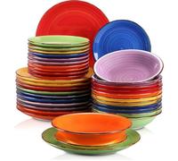 vancasso, Série Bonita, Service de Table Complet en Céramique, 36 Pièces Assiettes, Style Minimaliste Multicoloré-Bleu et Orange