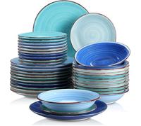 vancasso, Série Bonita, Service de Table Complet en Céramique, 36 Pièces Assiettes, Style Minimaliste Multicoloré-Bleu Dégradé
