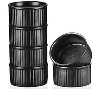 vancasso, Série Forte, Ramequin Moules à Soufflé en Céramique pour Four, Lot de 6 Ramequins Crème Brûlée Pour Gâteau, Pâtisserie, Soufflé - 7x7x3.5cm