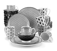 Vancasso, série Haruka, 32 pièces, pour 8 personnes, 8 * assiette plate, 8 * assiette à dessert, 8 * bol céréal, 8 tasses, en porcelaine, style japonais