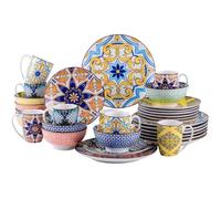 vancasso, Série Jasmin, Service de Table Complet en Porcelaine, 32 Pièces, Assiette Plate, Assiette à Dessert, Bols, Tasse Mug,