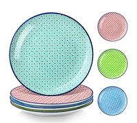 vancasso, Série MACARON, Assiette Plate Japonaise en Porcelaine, 4 Pièces, Assiette à Dîner Multicoloré- 27 cm