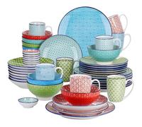 vancasso, série Macaron, Service Complet Japonais pour 8 Personnes, 48 Pièces, Assiette Plate, Assiette à Dessert, Assiette à