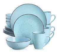 vancasso, Série MODA, Service de Table Complet en Céramique avec Spots, Assiette, Bols, Tasses 16 Pièces, Faïence Matte, Style Moderne