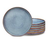 vancasso Série ONION Lot de 6 Assiettes Plates en Grès 25,4 cm - Va au Micro-Ondes, Four et Lave-Vaisselle - Gris Bleu Émaillé, Design Élégant et Résistant