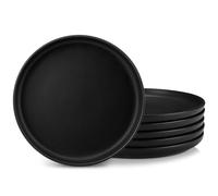 vancasso Série PLAYA Lot de 6 Assiettes Plates en Grès 26 cm - Va au Micro-Ondes, Four et Lave-Vaisselle - Noir Mat, Design Élégant et Résistant