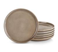 vancasso Série PLAYA Lot de 6 Assiettes Plates en Porcelaine 26 cm - Va au Micro-Ondes, Four et Lave-Vaisselle - Marron Céramique Émaillé, Design Élégant et Résistant