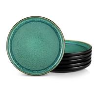 vancasso Série PLAYA Lot de 6 Assiettes Plates en Porcelaine 26 cm - Va au Micro-Ondes, Four et Lave-Vaisselle - Vert Céramique Émaillé, Design Élégant et Résistant