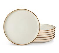 vancasso Série RENO Lot de 6 Assiettes Plates en Grès 26 cm - Va au Micro-Ondes, Four et Lave-Vaisselle - Beige Émaillé, Design Élégant et Résistant