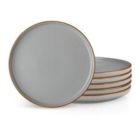 vancasso Série RENO Lot de 6 Assiettes Plates en Grès 26 cm - Va au Micro-Ondes, Four et Lave-Vaisselle - Grise Émaillé, Design Élégant et Résistant