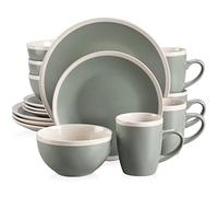vancasso, Série SEESAMI. Service de Table Complet en Céramique Matte, 16 Pièces pour 4 Personnes, Assiette Plate, Assiette à Dessert, Bols, Tasse Mug, Style Moderne