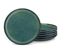 vancasso Série STARRY Lot de 6 Assiettes Plates en Grès 26 cm - Va au Micro-Ondes, Four et Lave-Vaisselle - Vert Émaillé, Design Élégant et Résistant